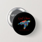 Golfküste Alabama Wasserfarbenschildkröte Button (Vorne & Hinten)