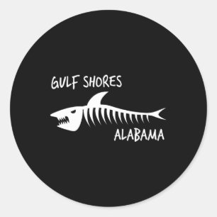 Golfküste Alabyma Shark Skeleton Weiße Printwerbun Runder Aufkleber