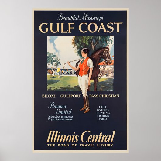 Golfküste Illinois Central Reiseplakat Poster (Vorne)