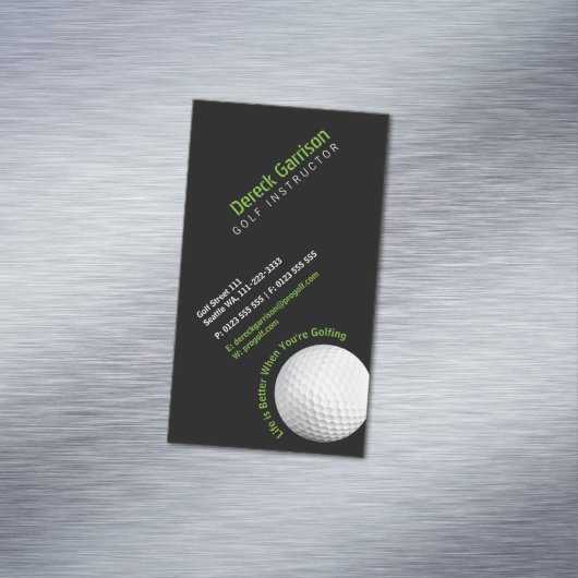 Golflehrer | Beruflich Schwarz Magnetische Visitenkarte (Beispiel)