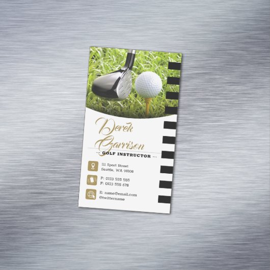 Golflehrer | Berufliche Golfunterricht Gold Magnetische Visitenkarte (Beispiel)