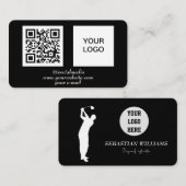 Golflehrer-QR-Code Schwarz Professionell  Visitenkarte (Vorne/Hinten)