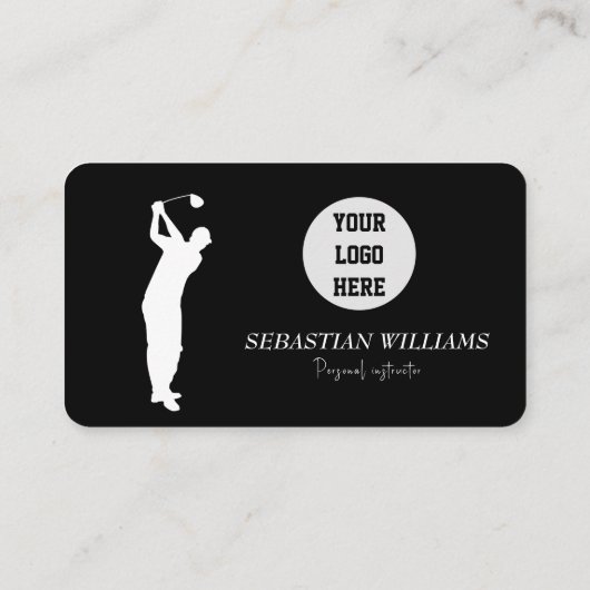 Golflehrer-QR-Code Schwarz Professionell  Visitenkarte (Rückseite)