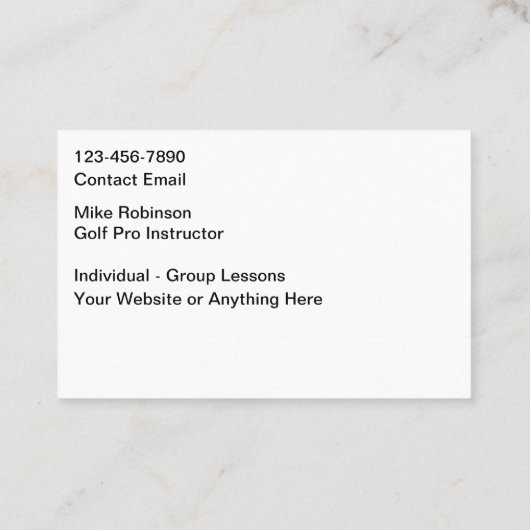 Golflehrer Visitenkarte (Rückseite)
