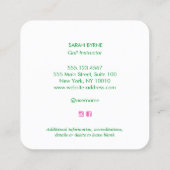 Golflehrerin Golf Pro Floral Monogram Sq Quadratische Visitenkarte (Rückseite)