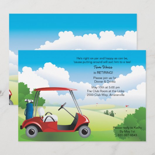 Golfmobil-Einladung Einladung (Vorne/Hinten)