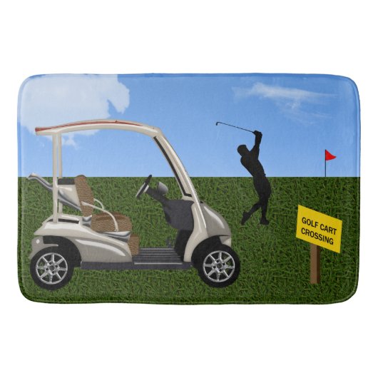 Golfmobil-Überfahrt-Zeichen auf Fahrrinne Badematte (Vorderseite)
