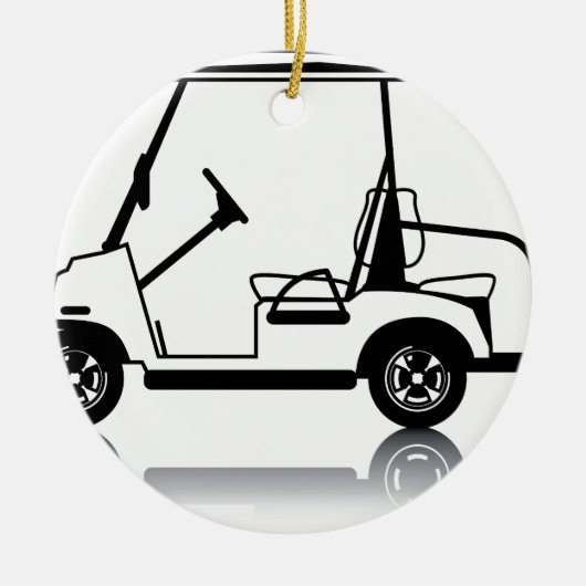 Golfmobilweiß Keramik Ornament (Vorne)