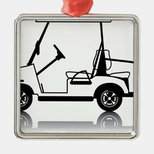 Golfmobilweiß Silbernes Ornament (Vorne)