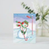 Golfo Snowman Christmas Candy Cane Feiertagspostkarte (Stehend Vorderseite)