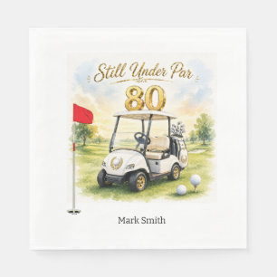 Golfparty 80. Geburtstag mit Golfcart auf dem Grü Serviette