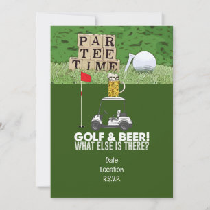 Golfparty Golf und Bier Lustiger Spruch für Golfer Einladung