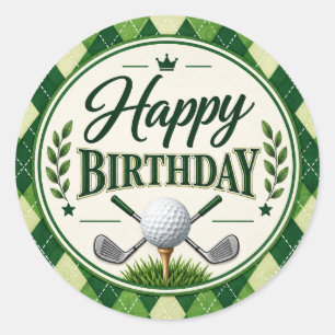 Golfparty Par Tee Grün Argyle Alles Gute zum Gebur Runder Aufkleber