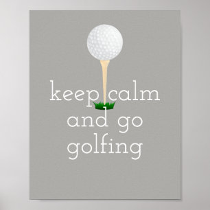 Golfplakat für Golfer in Grau und Weiß Poster