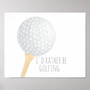 Golfplakat für Golfer in Grau und Weiß Poster
