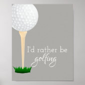 Golfplakat für Golfer in Grau und Weiß Poster (Vorne)