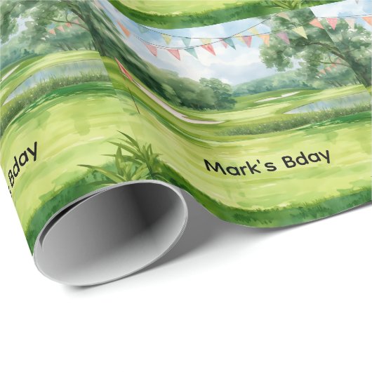Golfplatz-Aquarell  Geschenkpapier (Rolleneckpunkt)