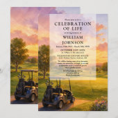 Golfplatz-Buggy Lebensfeier Beerdigung Einladung (Vorne/Hinten)