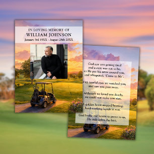 Golfplatz-Buggy-Trauer-Gebets-Gedicht-Fotokarten Visitenkarte