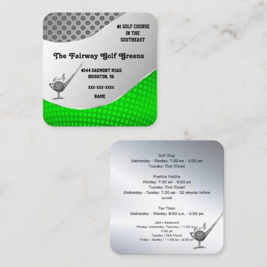 Golfplatz Business Card Quadratische Visitenkarte (Vorne/Hinten)