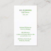 Golfplatz Business Card Visitenkarte (Rückseite)