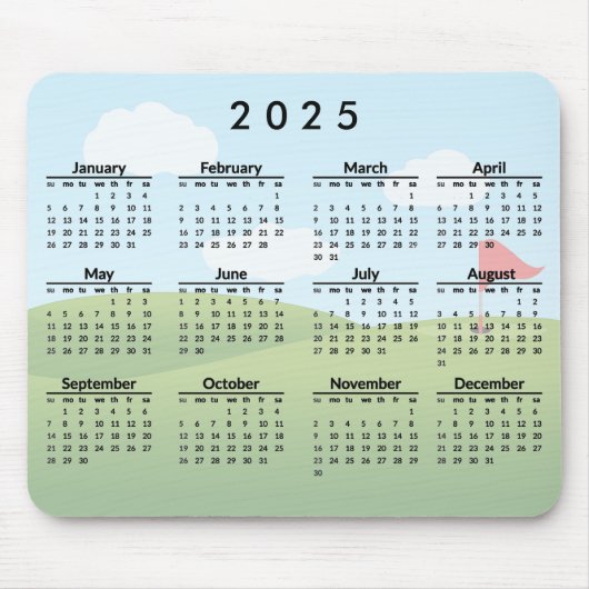 Golfplatz Design 2025 Kalender Mousepad (Vorne)