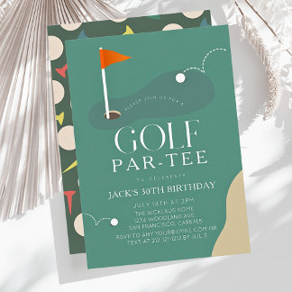 Golfplatz-Fairway-Flagge Erwachsener Geburtstag Pa Einladung
