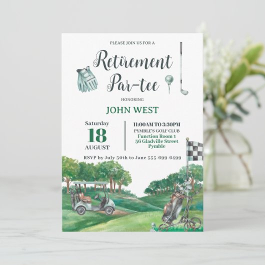 Golfplatz für das Party Green Trees Einladung (Stehend Vorderseite)