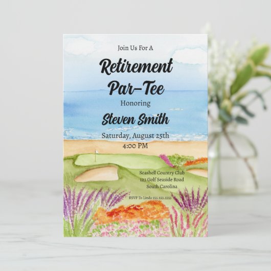 Golfplatz für die Vermietung am Strand Einladung (Stehend Vorderseite)