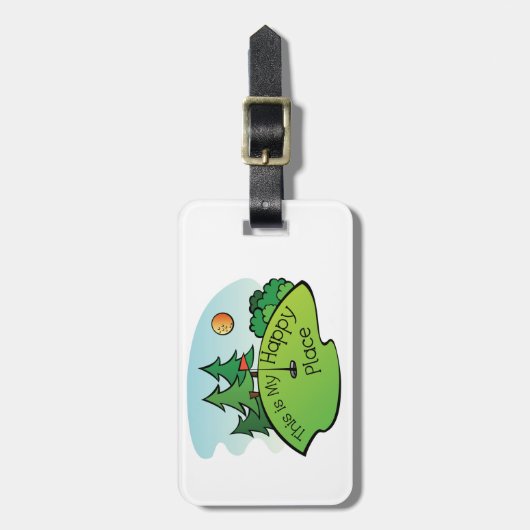 Golfplatz Hole Happy Place Gepäckanhänger (Vorderseite vertikal)