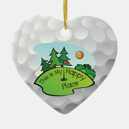 Golfplatz Hole Happy Place Keramik Ornament (Vorne)