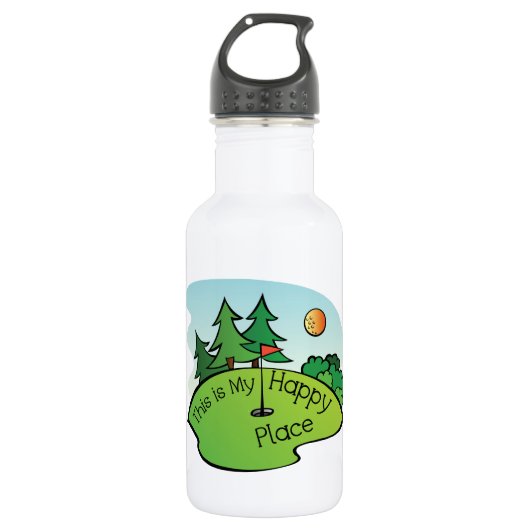 Golfplatz Hole Happy Place Trinkflasche (Vorderseite)