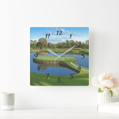 Golfplatz Hole-Hintergrund Quadratische Wanduhr (Zuhause)