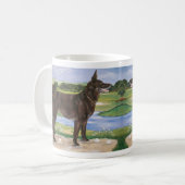Golfplatz Hunde Schokolade Labrador Mix Funny Kaffeetasse (Vorderseite Links)