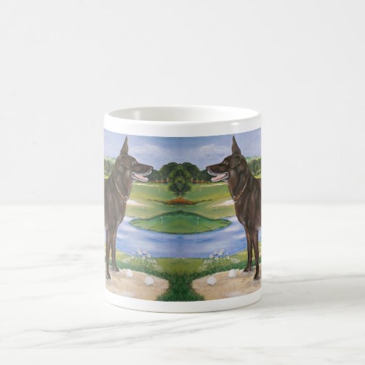 Golfplatz Hunde Schokolade Labrador Mix Funny Kaffeetasse (Mittel)
