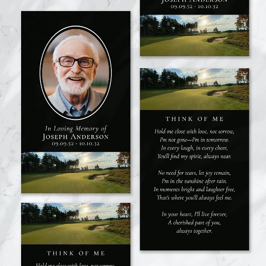 Golfplatz in Loving Memory Prayer Card Telefonnummerkarte