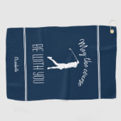 Golfplatz Lady Golfer Pro Modernes Monogram Blue Golfhandtuch (Horizontal)