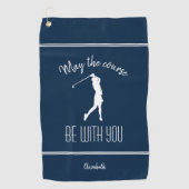 Golfplatz Lady Golfer Pro Modernes Monogram Blue Golfhandtuch (Vorderseite)