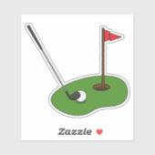Golfplatz Loch mit Fahne Aufkleber (Blatt)