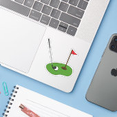 Golfplatz Loch mit Fahne Aufkleber (Laptop mit iPhone)