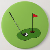 Golfplatz Loch mit Fahne Button (Vorderseite)