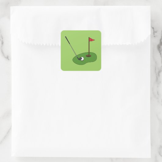 Golfplatz Loch mit Fahne Quadratischer Aufkleber (Tasche)