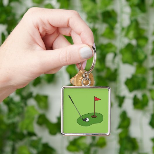 Golfplatz Loch mit Fahne Schlüsselanhänger (Hand)