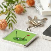 Golfplatz Loch mit Fahne Schlüsselanhänger (Seite)
