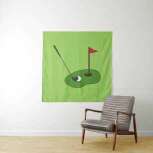 Golfplatz Loch mit Fahne Wandteppich