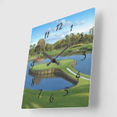 Golfplatz-Lochhintergrund Quadratische Wanduhr (Winkel)