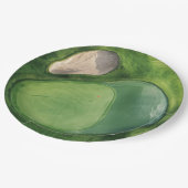 Golfplatz mit Bunker und Putting Green Pappteller (Schrägansicht)