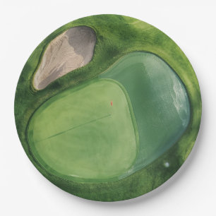 Golfplatz mit Bunker und Putting Green Pappteller