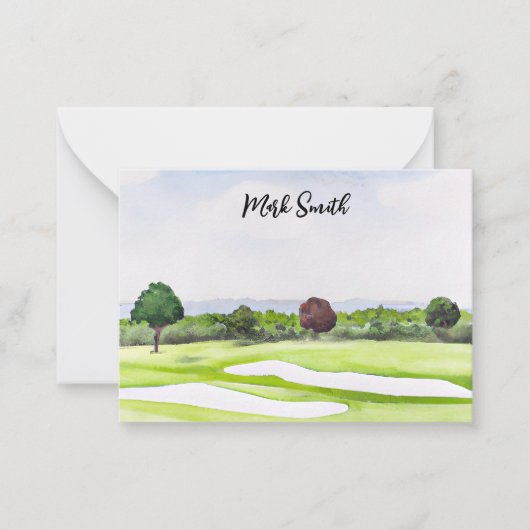 Golfplatz mit dem Namen für Golfer Note Card Mitteilungskarte (Vorderseite)