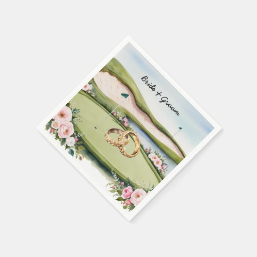 Golfplatz mit Ehering auf Grün setzen Serviette (Ecke)